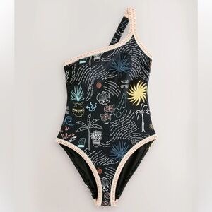 Never Fully Dressed Black Sol de Palma Tummy Control One Shoulder